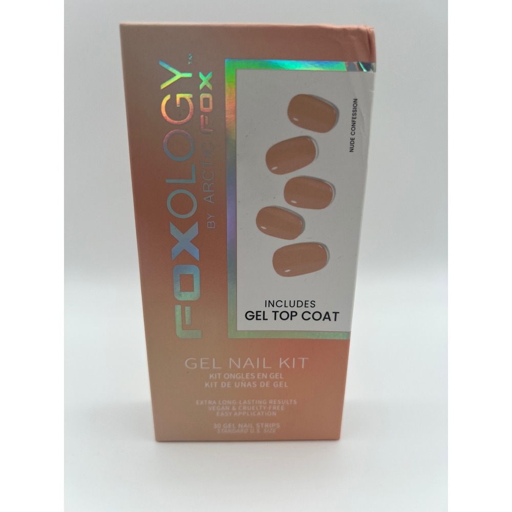 Foxology by Arctic Fox Gel Nail Kit Nude Confession 30 Strips & Gel Top Coat NEW